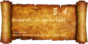Budaházi Apollinár névjegykártya